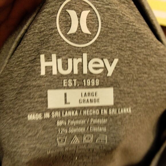 Hurley tshirt mens L LArge gray performance long sleeve surf skate stretch - Picture 7 of 8
